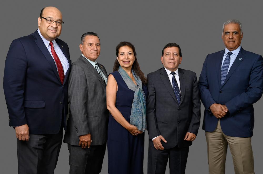 Junta Directiva WBO - periodo 2019-2023. De izquierda a derecha los Sres. Álvaro Alpízar - Costa Rica, Emilio Aguiar - Ecuador, Patricia Siles - Perú, Ricardo Sanabria - Colombia y Armando Rivas - República Dominicana.